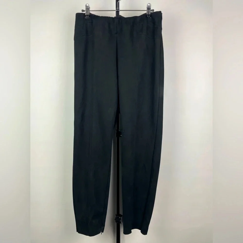 Zara Basic Black Faux Suede Tapered Ankle Zip Mid Rise Elastic Waist Leggings